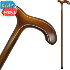 Wooden Walking Cane for Men and Women, One-Piece Wood Cane, 36 Inch Wood Walking