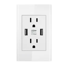 1× Dual USB Wall Outlet Ports 15A Power Socket Charger AC Receptacle Plate Panel