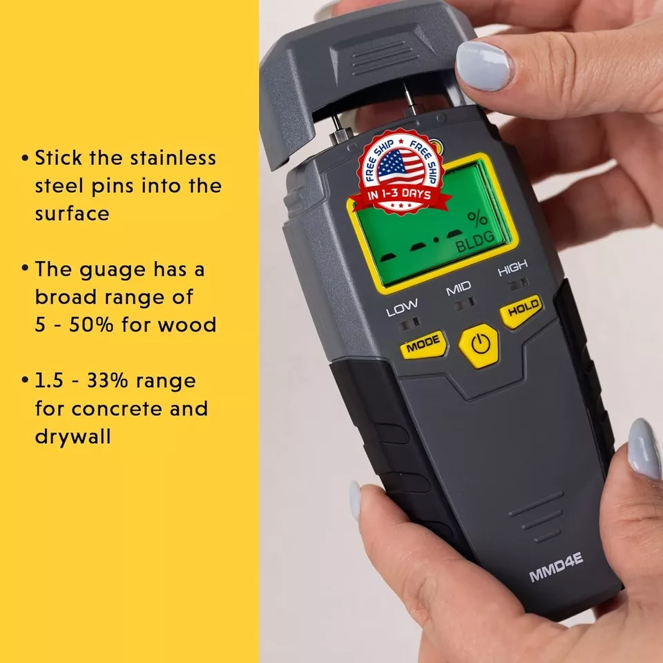 Medidor De Humedad Digital Detector De Fugas De Agua Prueba De Humedad NUEVO US - Image 2 of 4