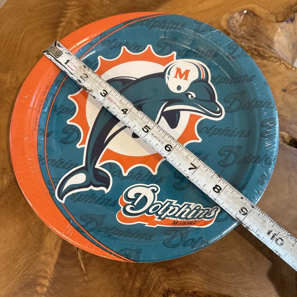 Винтажный Miami дельфин оригинальный логотип бумажные тарелки 9» новый футбол Sports (упаковка из 8) - Изображение 3 из 3