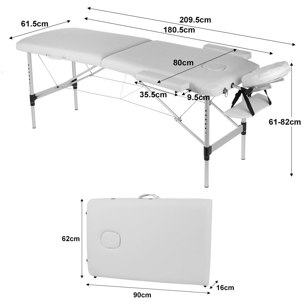 Massageliege Massagetisch Massagebank 2 Zonen klappbar Mobil Kosmetikliege Alu