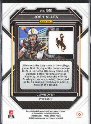 2023 Panini Prizm Draft Picks - Josh Allen #58 Purple Wave 2023 Panini Prizm Draft Picks - Josh Allen #58 Purple Wave