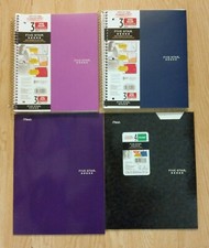 Lot of 4 Mead Five Star Pocket Folders and Lined 3 Subject Wide Ruled Notebooks