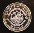 2000 Thomas Jefferson $20 Republic of Liberia Mint-999 Silver 20 Gram Art Round