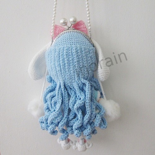 Crochet Amigurumi cGirl Plush Doll Metal Kiss Lock Purse Bag - Picture 2 of 11