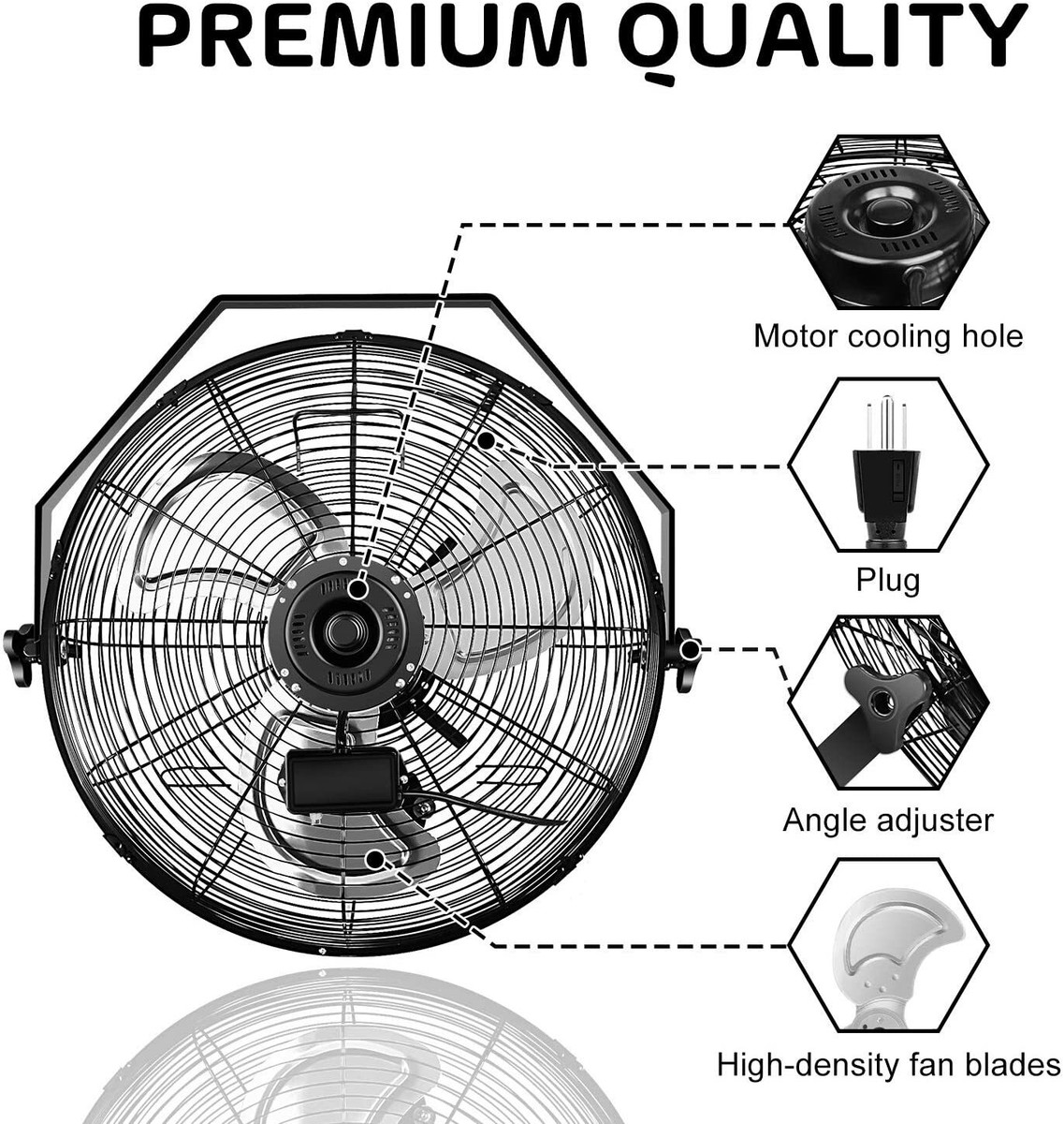 20 Inch Industrial Wall Mounted Fan 3 Speed for Warehouse