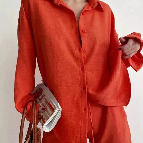 Damen Baggy Arbeit Reversausschnitt Damen 2 Stück Outfits Langarm Lounge Sets - Bild 13 von 35