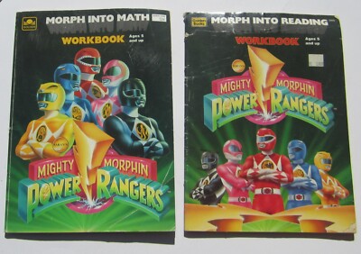 Lot of 2 Mighty Morphin Power Rangers Morph Into Math Reading Golden Books 1994