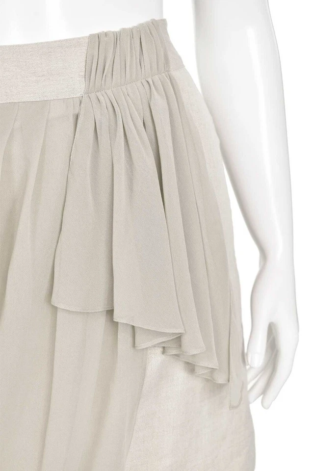 *MARCAÇÃO FINAL!* Mini-saia curta drapeada Yoana Baraschi linho dourado cintilante tamanho 8 - Imagem 4 de 4