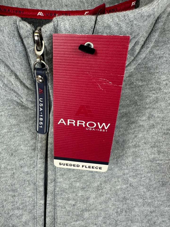 Arrow Fleecepullover 1/4 Zip Sweatshirt Herren Large grau schwer neu - Bild 3 von 4