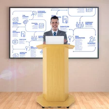 Wood Podium Pulpit Conference School Church Lectern Movable 30"x17.5"x46"