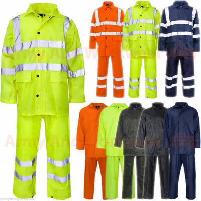 Herren Damen Wasserdichte Regenanzug Satz Jacke Hose Puddle Arbeitskleidung