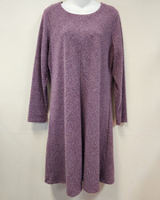 Simply Vira Wang Tunic Sweater Dress L Purple Long Sleeve Soft Textured Casual