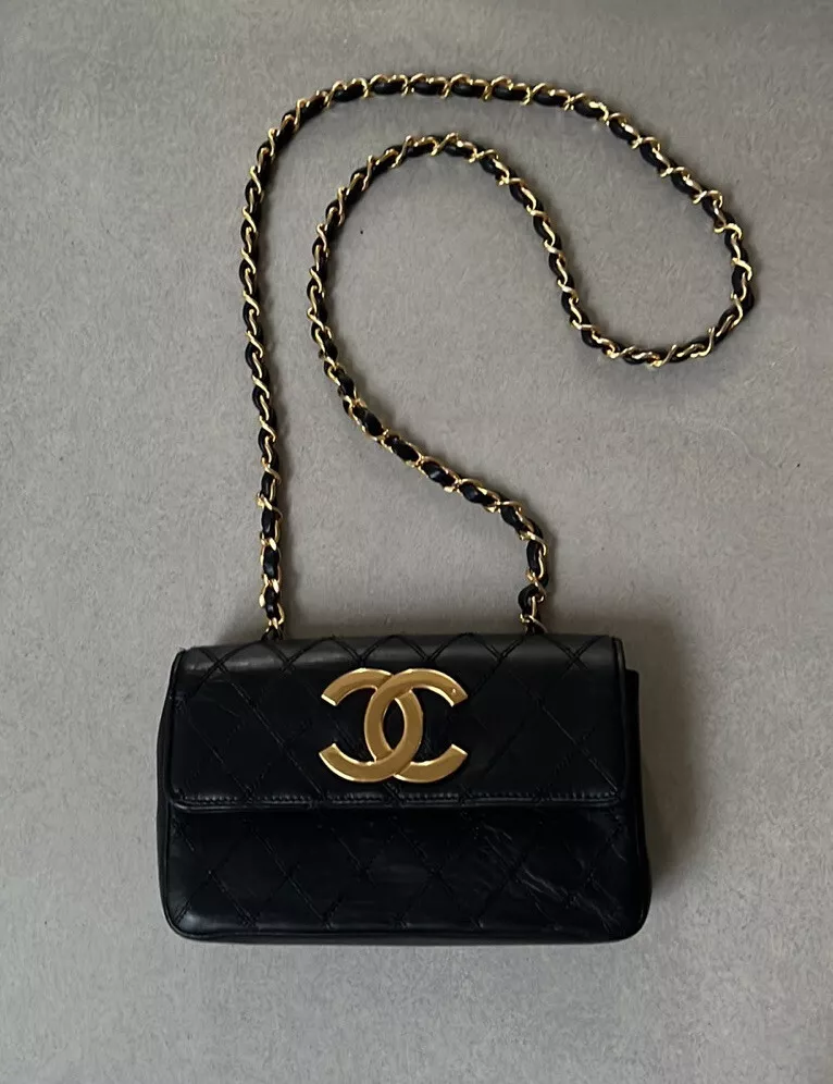 CHANEL Flap Bag Gold Hardware Mini Black Leather