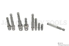  9pc Socket Adapter Drill Bit Set for Power Drive Tools Hex Shank 1/4 3/8 1/2