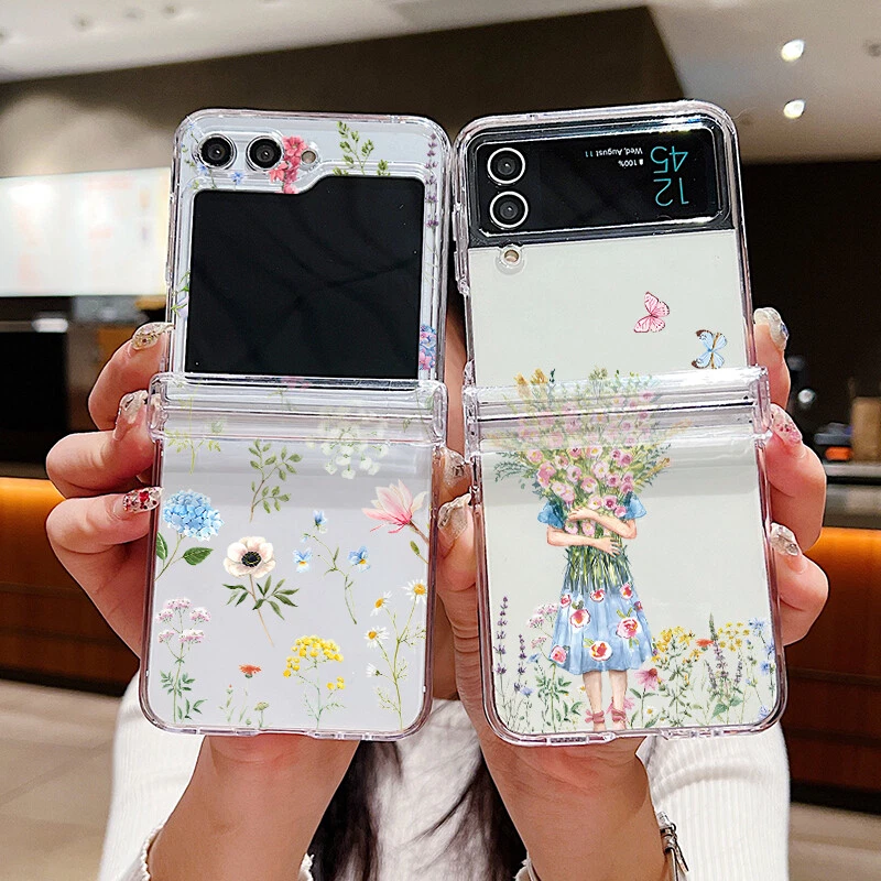 For Samsung Galaxy Z Flip6 5 4 3 Shockproof Hinge Clear Phone Case Floral Cover - Image 4 of 4
