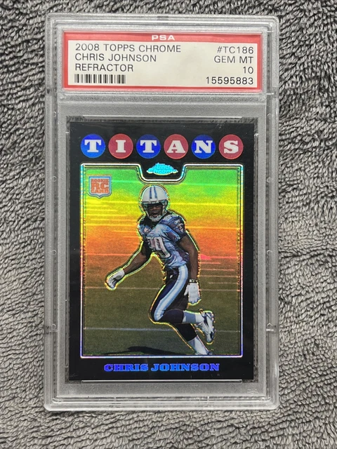 PSA 10 2008 Topps Chrome REFRACTOR Chris Johnson 2000 Yard Rusher PSA 10 POP 70