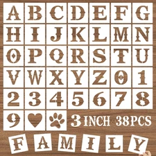 3-Inch Letter Stencils for Painting on Wood, 38Pcs Alphabet Stencils - Letters,