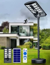 Bright Solar Street Lights Outdoor with 78" Tall Pole Motion Sensor Dusk to Dawn