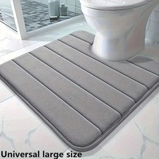 Memory Foam U-Shaped Toilet Mat Anti-Slip Absorbent Bathroom Rug Carpet Decor