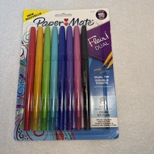 Paper Mate Flair DUAL Felt Pens Twin Tip Point Assorted Ink 8/Pack 2181604 