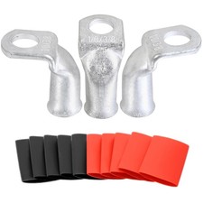 10Pc Tinned Copper Cable Lugs 1/0 AWG 3/8 90 Degree Battery Terminals