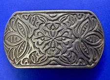 Engraved Flower Swirl Ornate Silver Tone Small Western Belt Buckle For 3/4 Belt