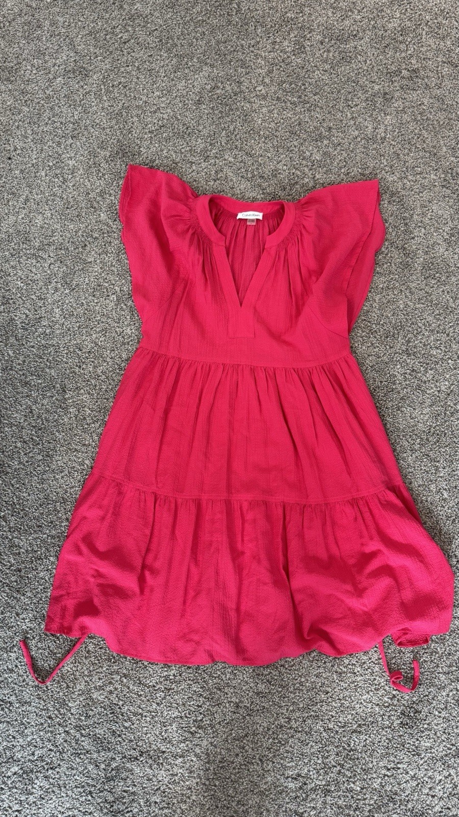 CALVIN KLEIN Womens Sleeveless V Neck Red Dress Size 4