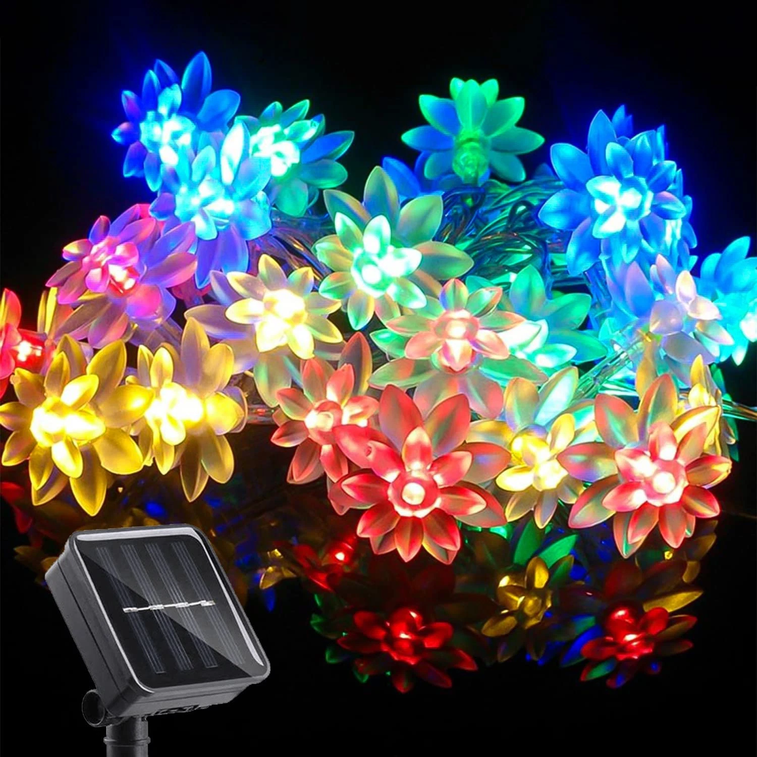 Guirnalda de luces solares de flores para exteriores impermeable 50 LED exterior