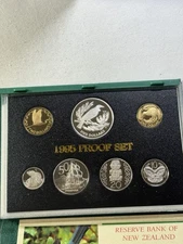 1995 New Zealand 7 Coins Proof Set with Silver Tui Coin