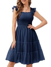Meetjen Women Prom Dresses for Teens Swing Dress - Navy L