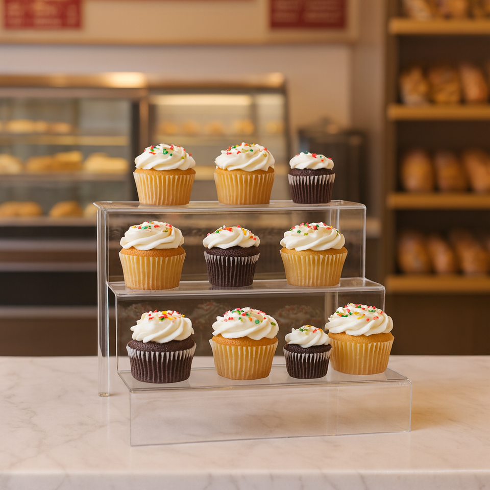 888 Display Three-Tier Acrylic Step Display Ultra Clear and Versatile ...
