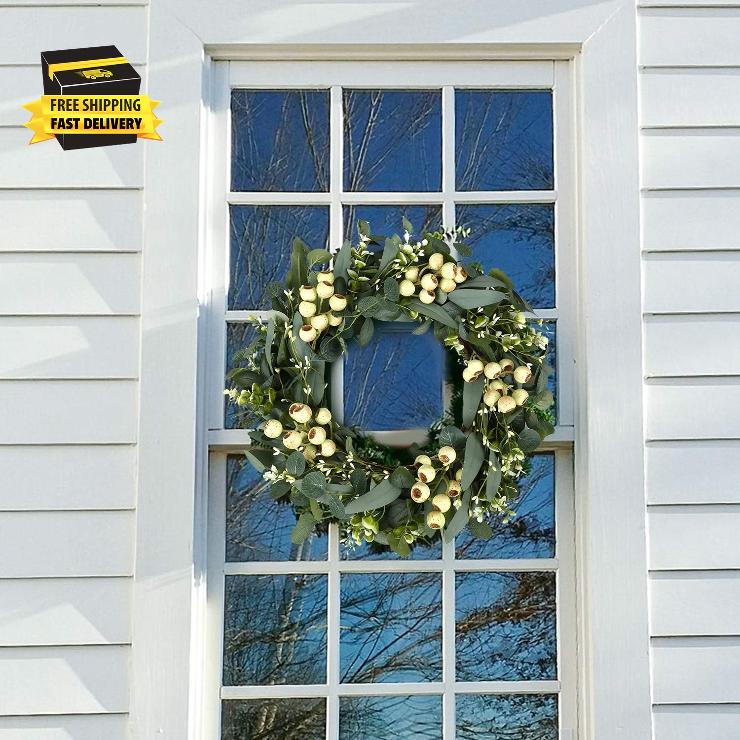 Eucalyptus Wreaths for Front Door 20 Inch Green Home Decor for Wall Porch Window