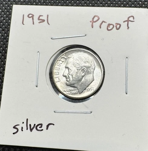 1951- ROOSEVELT SILVER PROOF ONE DIME