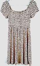 GAP Dress Animal Print Sundress Off the Shoulder Smocked Ruffle Size XS Summer