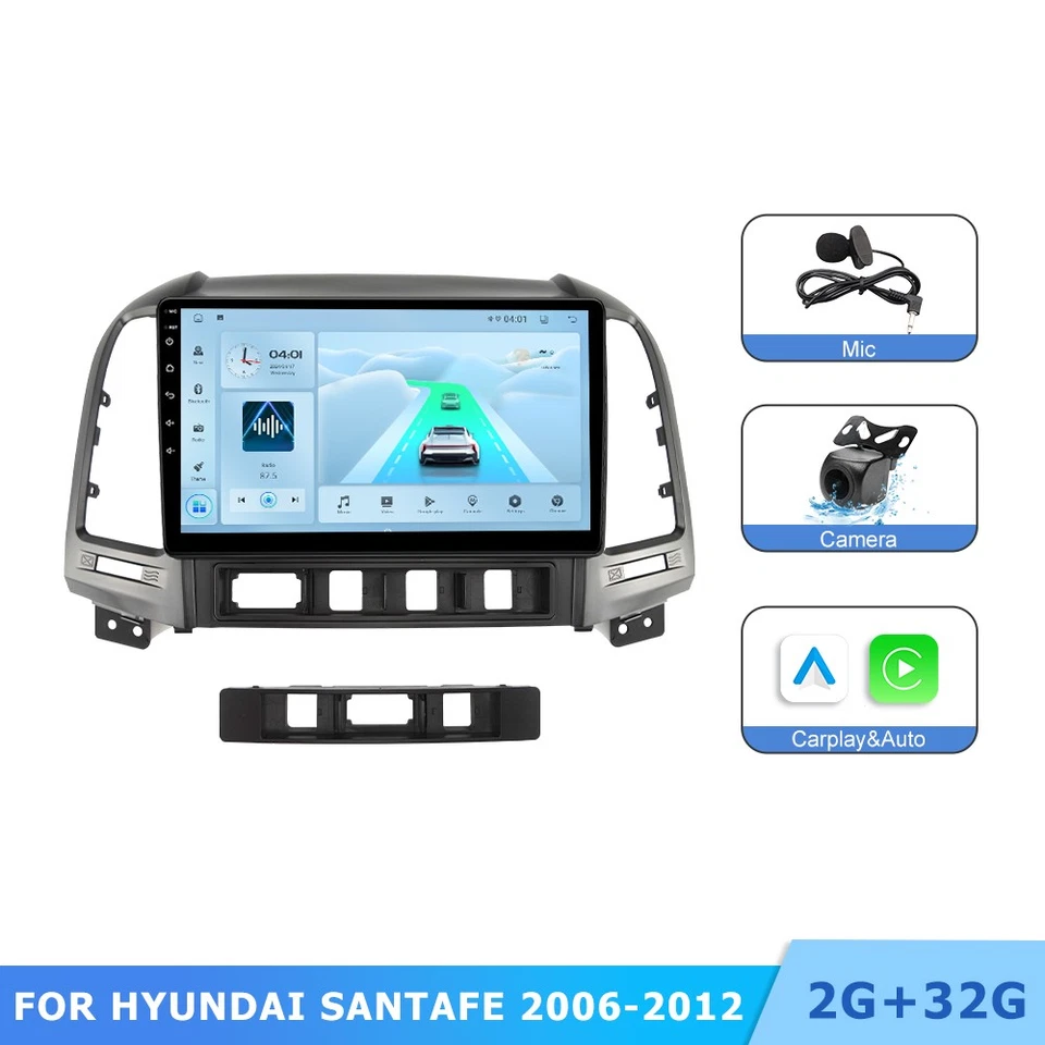Car Radio for Hyundai Santa Fe 2006-2012 Stereo Android 13 Wireless Carplay GPS Foto 2 de 4