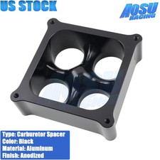 2 Carburetor Spacer Square Bore 4 Port Black Aluminum Cnc Machined Universal Us