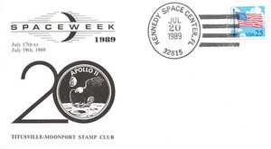 APOLLO XI 20th ANNIV KENNEDY SPACE CENTER, SPACEWEEK CACHET, US FLAG SC# 2278
