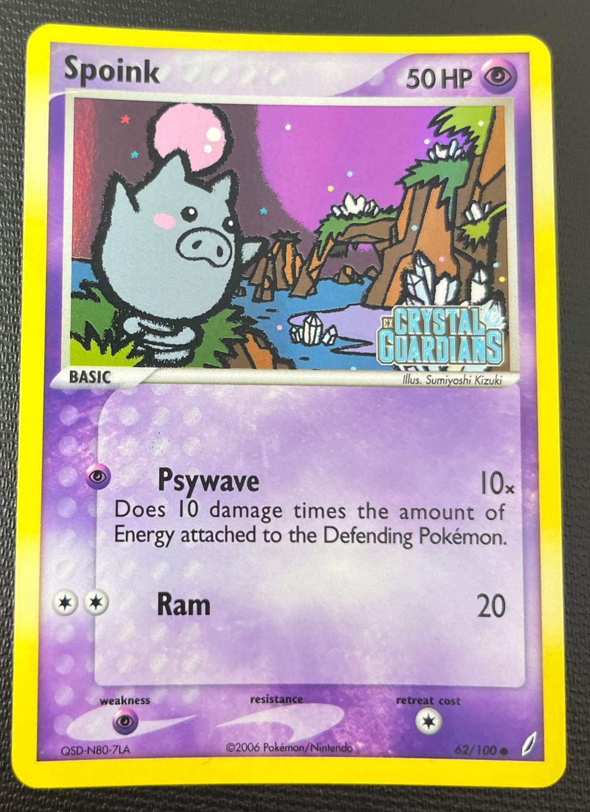 Spoink 62/100 EX Crystal Guardians Stamped Reverse Holo Pokémon TCG Card NM
