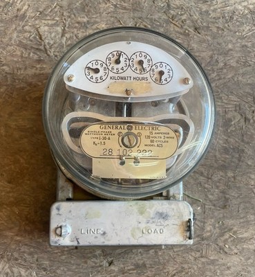 Vintage General Electric Type I-30-A Single Phase Analog WattHour Meter