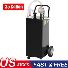 35 Gallon Fuel Caddy w/Pump Wheels Portable Fuel Gasoline Diesel Transfer Tank