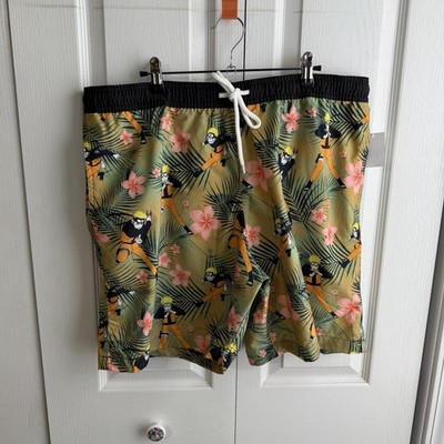 Naruto Hawaiian Floral Character Swim Trunks Men s Size Large Beach Cruise NEW