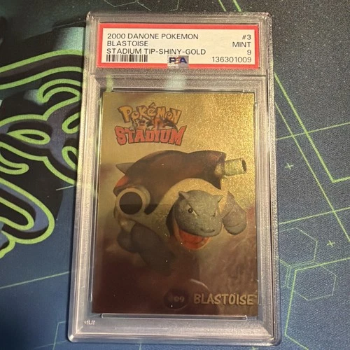 2000 Danone Pokemon Stadium Tip Shiny Gold BLASTOISE PSA 9 #3/8