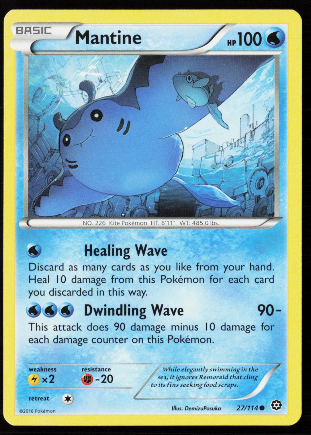 Mantine 27/114 Normal Pokemon TCG XY - Steam Siege LP