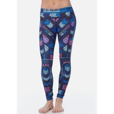 Mara Hoffman Active Voyager Leggings Medium Blue Tribal Tropical Yoga NWT