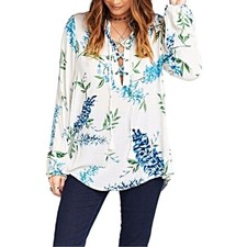 Show Me Your Mumu Thatcher Blue & White Floral Lace Up Tunic Women’s Size Large