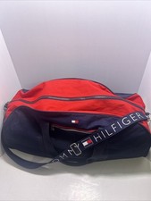 VINTAGE 90s TOMMY HILFIGER TRAVEL DUFFLE BAG NAVY BLUE RED