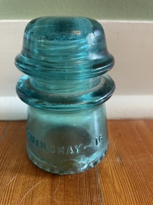 Vintage Glass Insulator Hemingray-16 Made In USA Green/Blue/Aqua *Some Chips