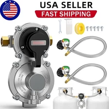 RV Camper LP Propane Gas Regulator 2-Stage Automatic Changeover & 2 Tank Hoses