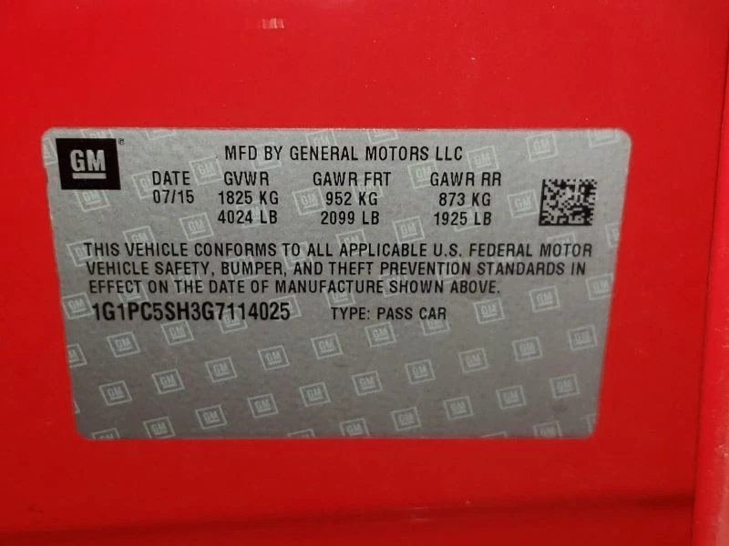 Chevrolet Cruze Hood 2011-2016 rojo PC: G7C 1,8 L TRACCIÓN DELANTERA - LS- 71 K 42481 Foto 4 de 4